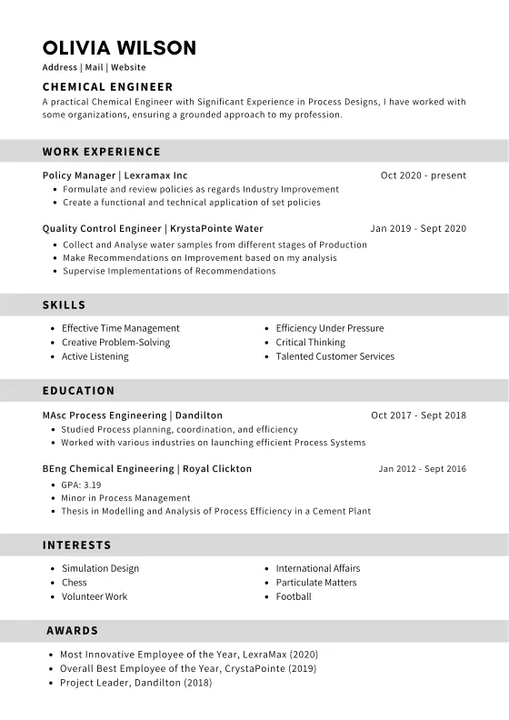 Minimal resume template